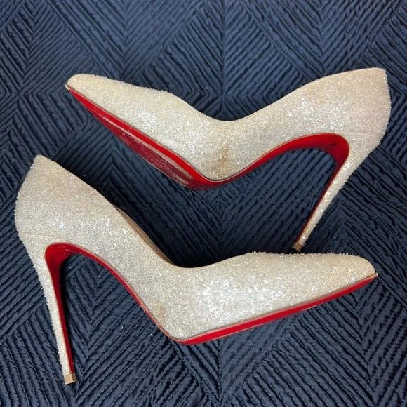 ❌SOLD ON EBAY❌Authentic Christian Louboutin White Glitter 37.5 - Picture 4 of 8